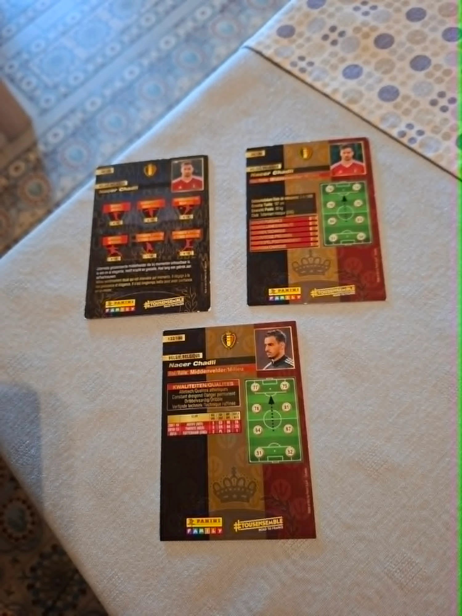 Panini / 3 Voetbalkaarten / Nacer Chadli / Rode Duivels – photo 2